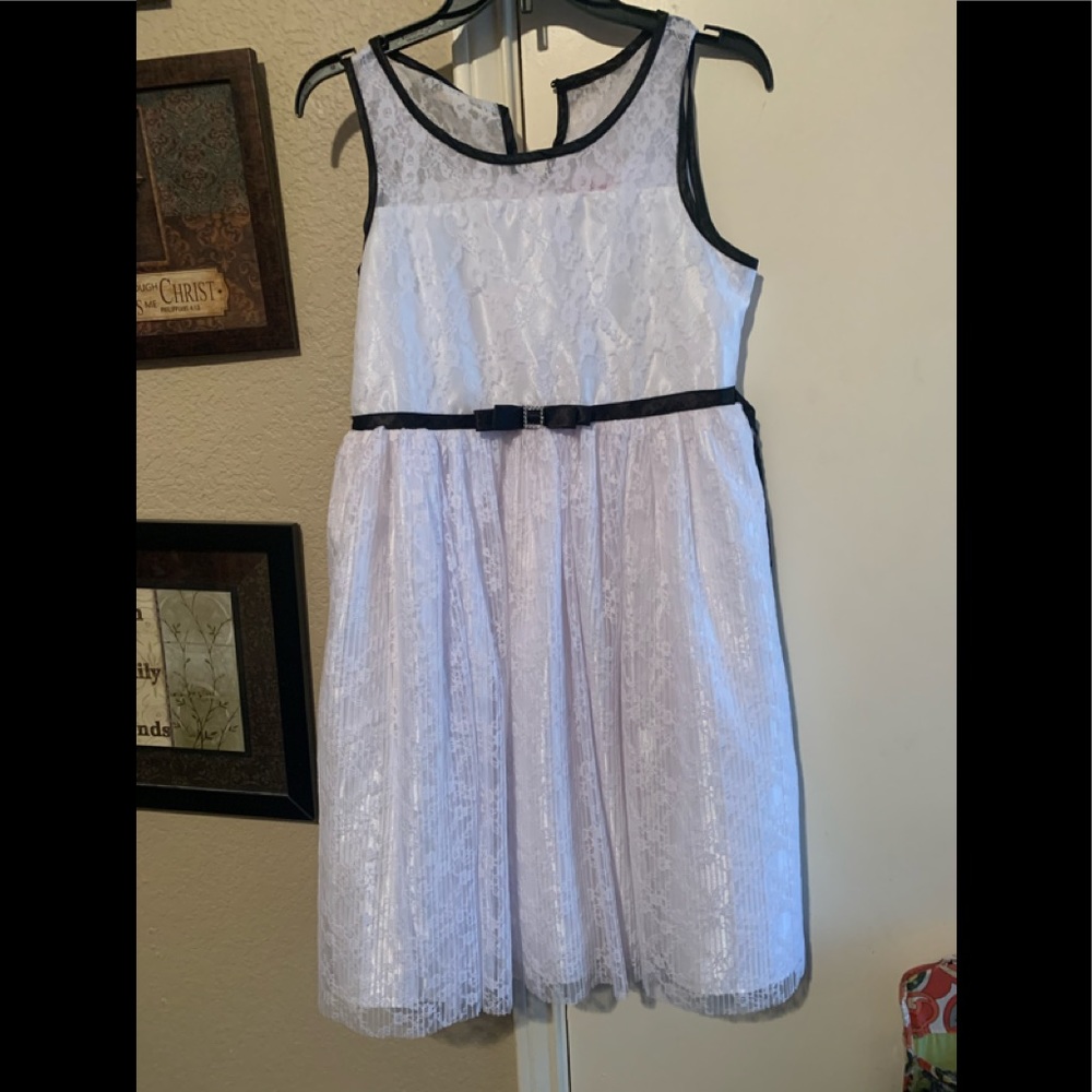 White lace and black satin dress